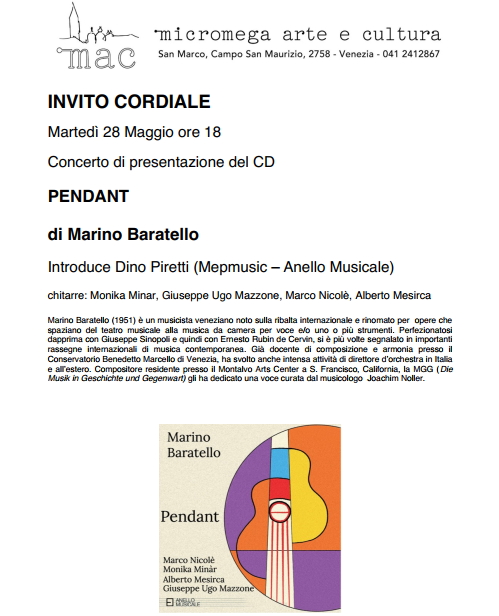 Presentazione del nuovo CD di Baratello a Venezia